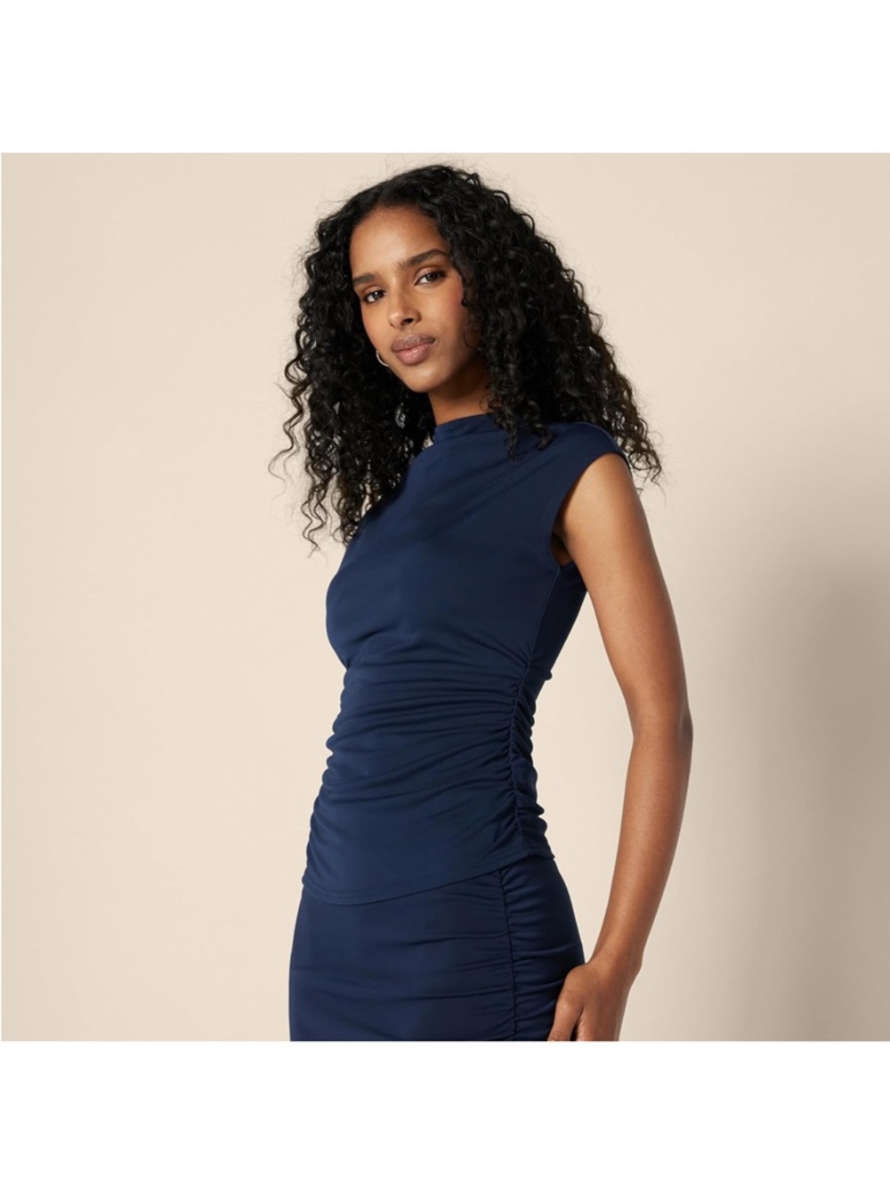 Amazon Essentials Navy Ruched Cap-Sleeve size XXL